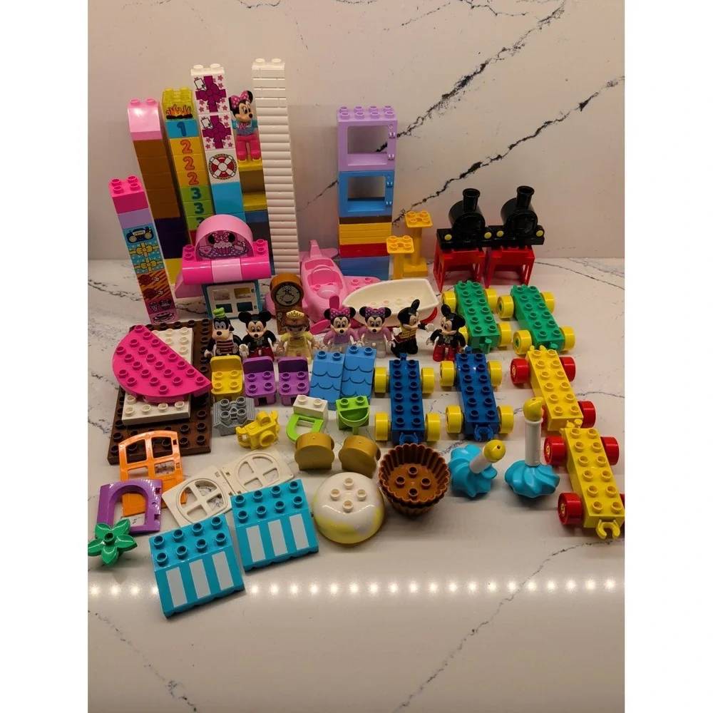 Lego DUPLO Mickey Minnie Birthday Beach House Belle Tea Party Lot NOT COMPLETE